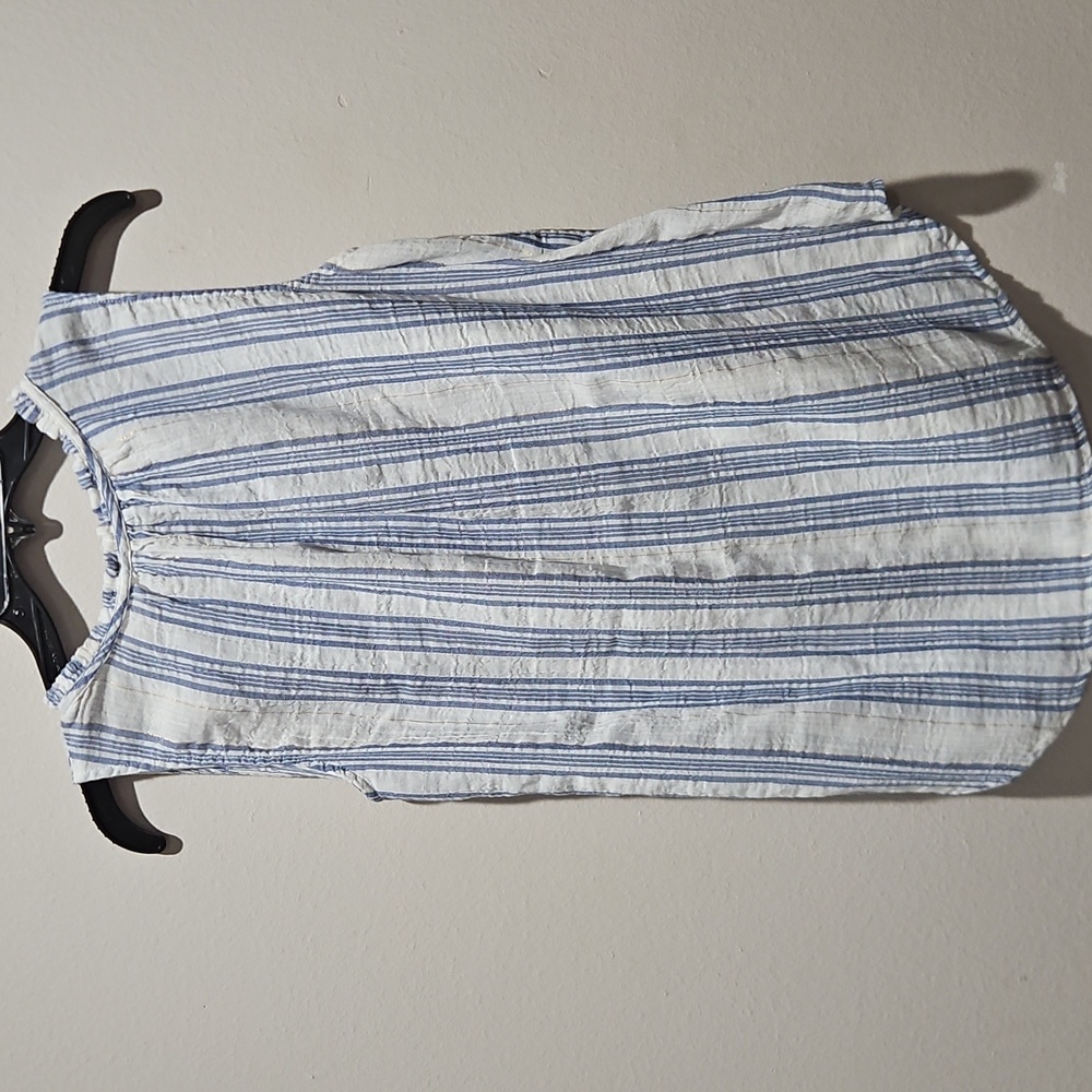 Liz Claiborne Striped Sleeveless Top - Blue & White & Gold size Small - Picture 5 of 8